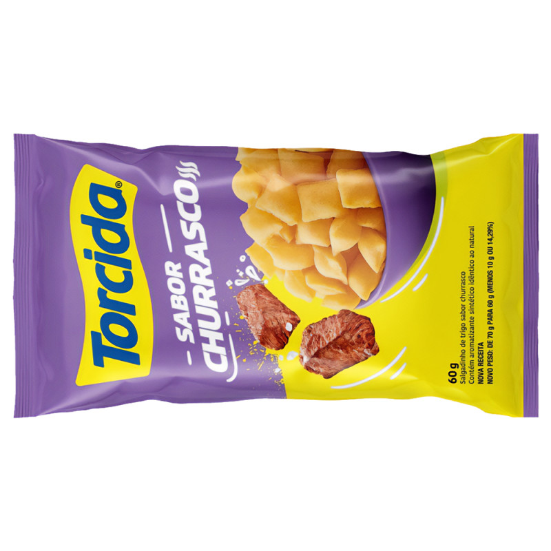 SALGADINHO TORCIDA CHURRASCO 60GR - CX COM 24 UN