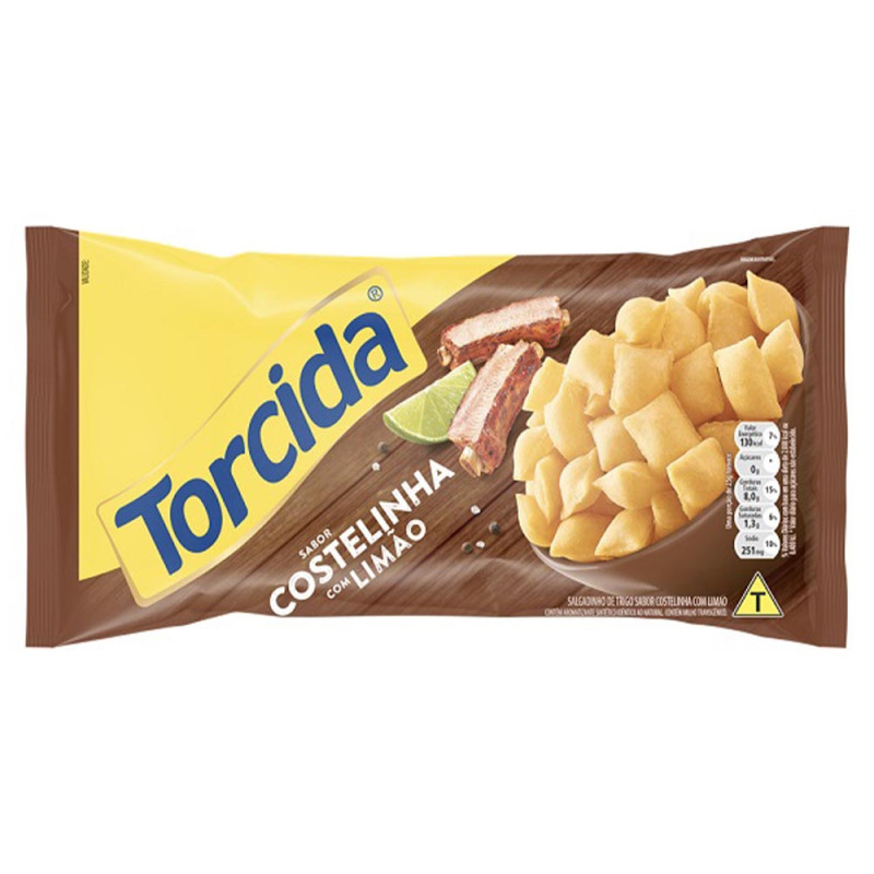 SALGADINHO TORCIDA COSTELINHA COM LIMÃO 60GR - CX COM 24 UN