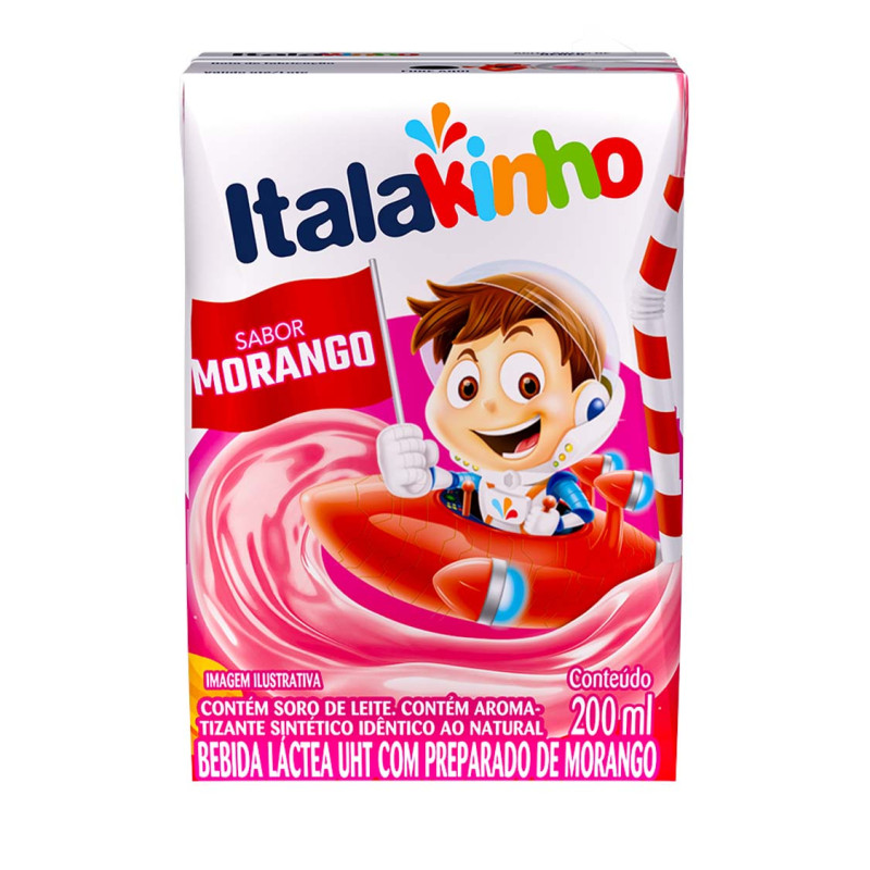 BEBIDA LÁCTEA ITALAKINHO 200ML MORANGO - CX COM 24 UN