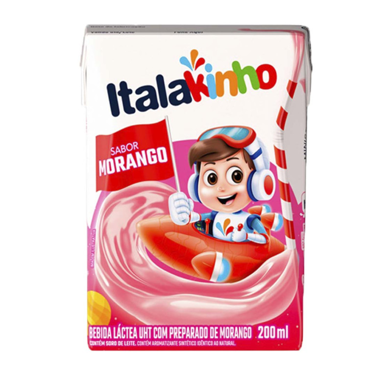 BEBIDA LÁCTEA ITALAKINHO 200ML MORANGO - CX COM 24 UN