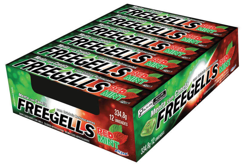 DROPS FREEGELLS RICLAN 27GR RED MINT - DP COM 12 UN