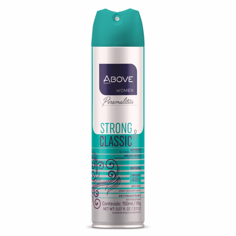 DESODORANTE ABOVE BASTON WOMEN STRONG E CLASSIC 150ML - PC COM 6 UN