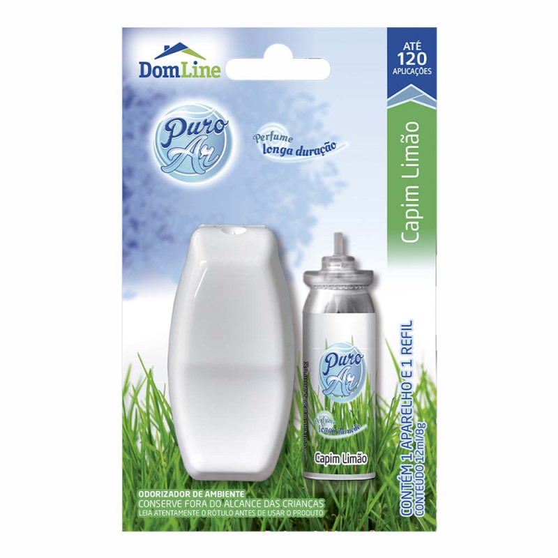 PURO AR ACQUA REFIL + APARELHO BASTON 12ML CAPIM LIMÃO - CX COM 12 UN