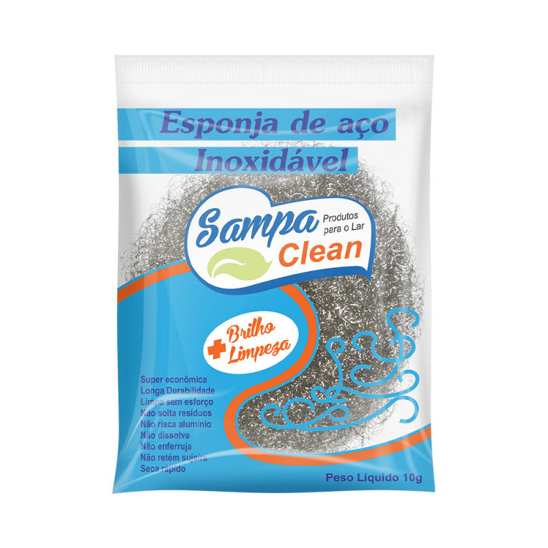 ESPONJA SAMPA CLEAN INOX - PC COM 10 UN