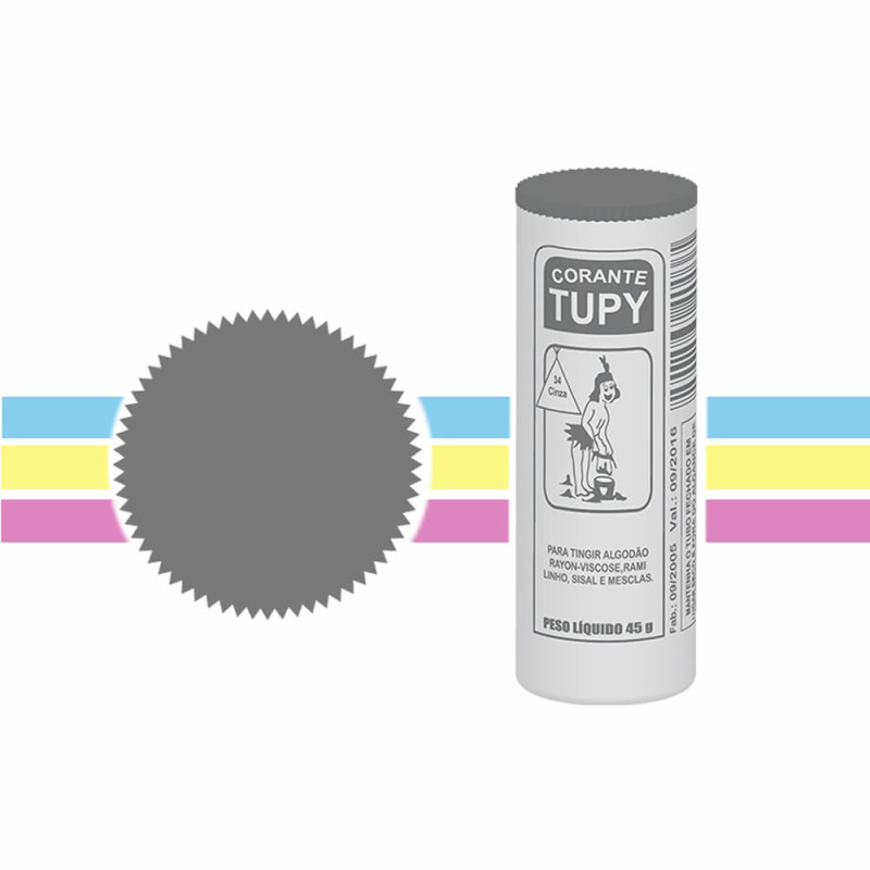 CORANTE PARA ROUPA TUPY 45GR CINZA - PC COM 6 UN