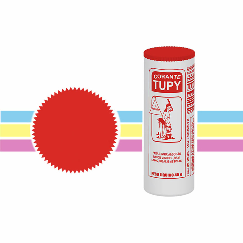 CORANTE PARA ROUPA TUPY 45GR VERMELHO - PC COM 6 UN
