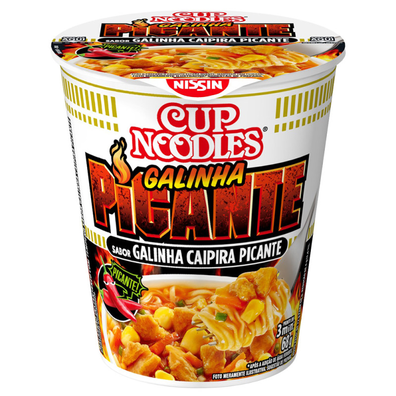 MACARRÃO INSTANTÂNEO NISSIN CUP NOODLES 68GR GALINHA CAIPIRA PICANTE - CX COM 24 UN