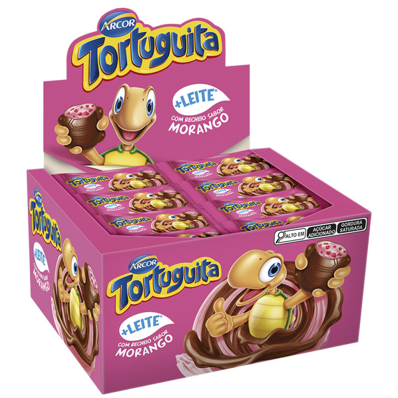 CHOCOLATE TORTUGUITA 15,5GR MORANGO - DP COM 24 UN