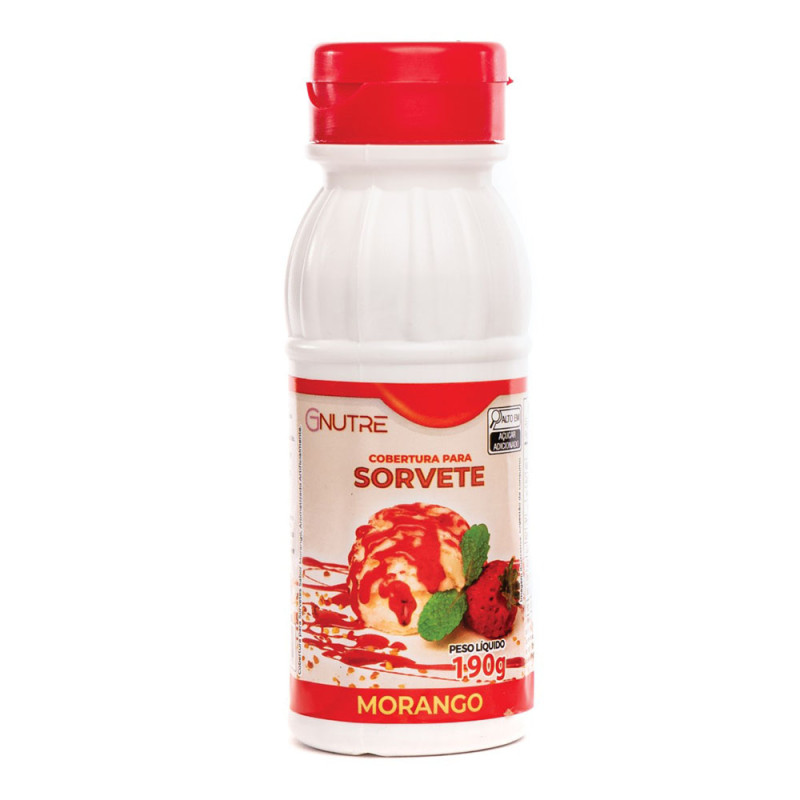 COBERTURA P/ SORVETE GNUTRE 190GR MORANGO - FD COM 24 PC