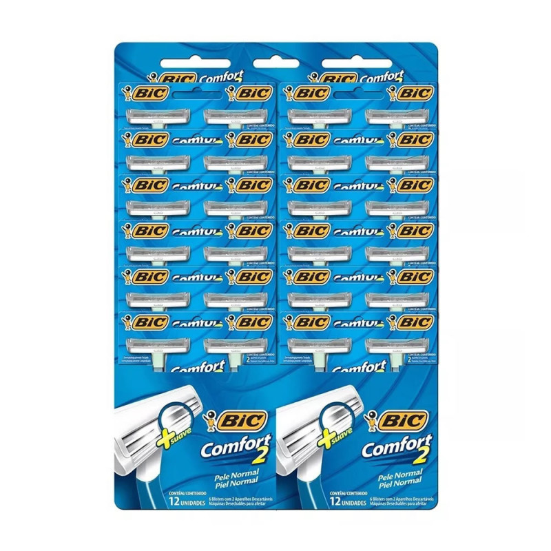 APARELHO DE BARBEAR BIC COMFORT 2 PELE NORMAL - CARTELA COM 24 UN