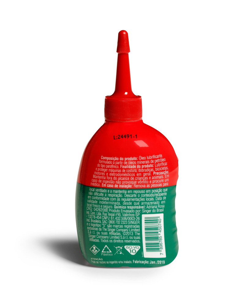 ÓLEO PARA MÁQUINA SINGER 100ML - PC COM 6 UN