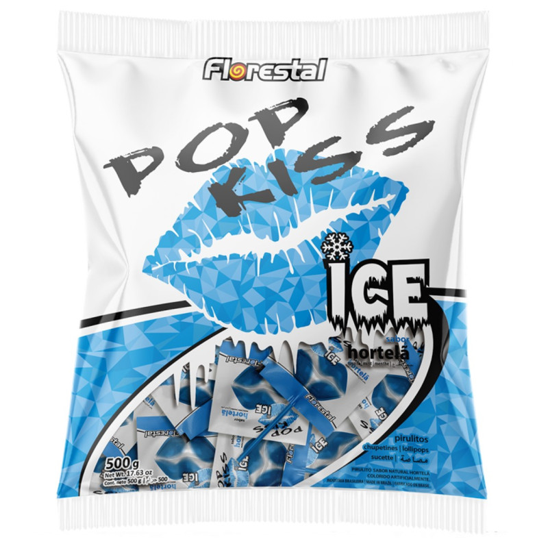 PIRULITO POP KISS 500GR - ICE HORTELÃ PC COM 50 UN