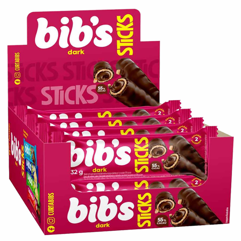 CHOCOLATE BIB'S STICKS 32GR DARK - DP COM 16 UN