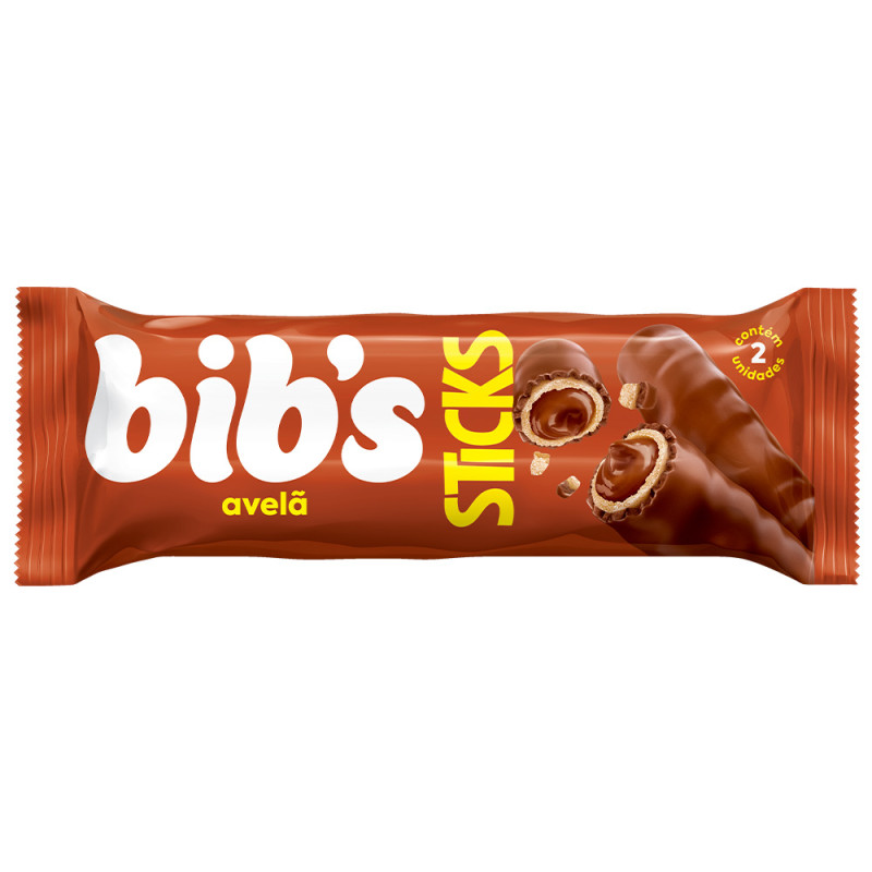 CHOCOLATE BIB'S STICKS 29GR AVELÃ - DP COM 16 UN