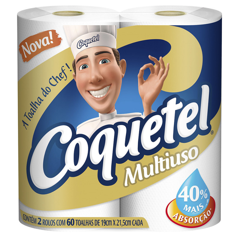 PAPEL TOALHA COQUETEL 120 FOLHAS COM 2 ROLOS - FD COM 12 PC