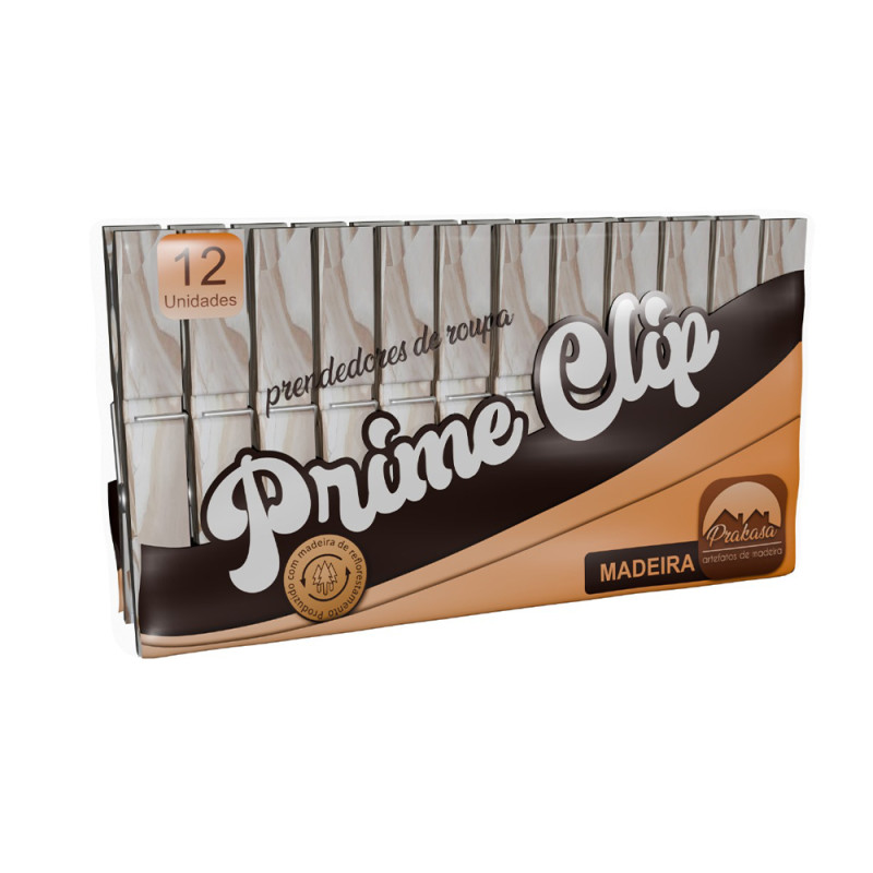 PRENDEDOR DE ROUPA PRAKASA MADEIRA C/12 PEQUENO - CX COM 50 UN