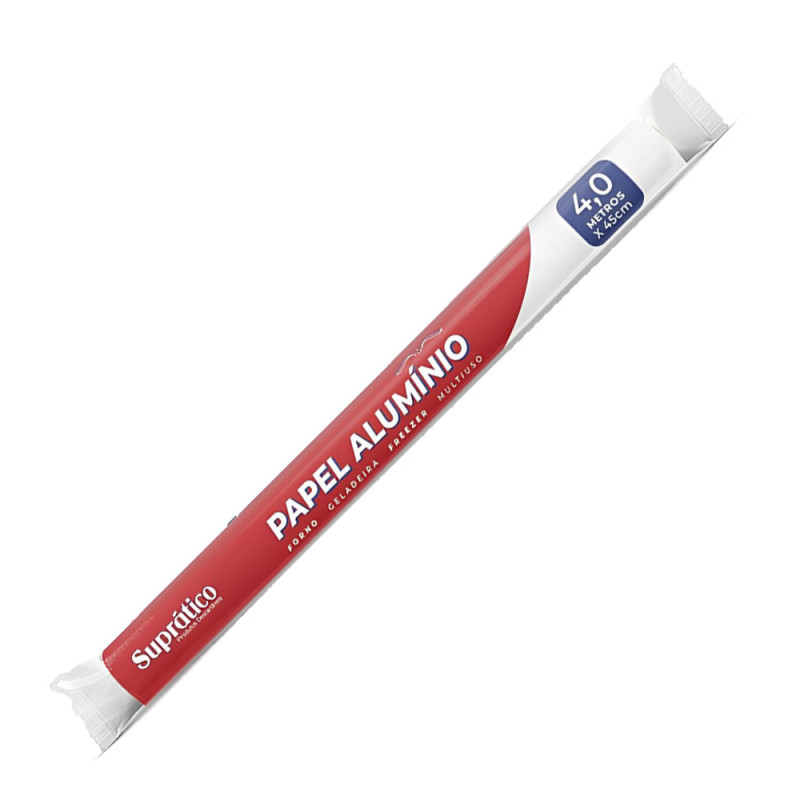 PAPEL ALUMÍNIO SUPRÁTICO 45CMX4MT GRANDE - CX COM 25 UN
