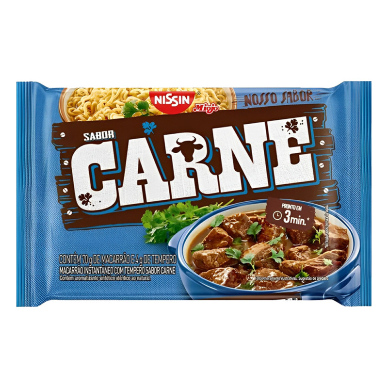 MACARRÃO INSTANTÂNEO NISSIN MIOJO 74GR CARNE - CX COM 50 UN