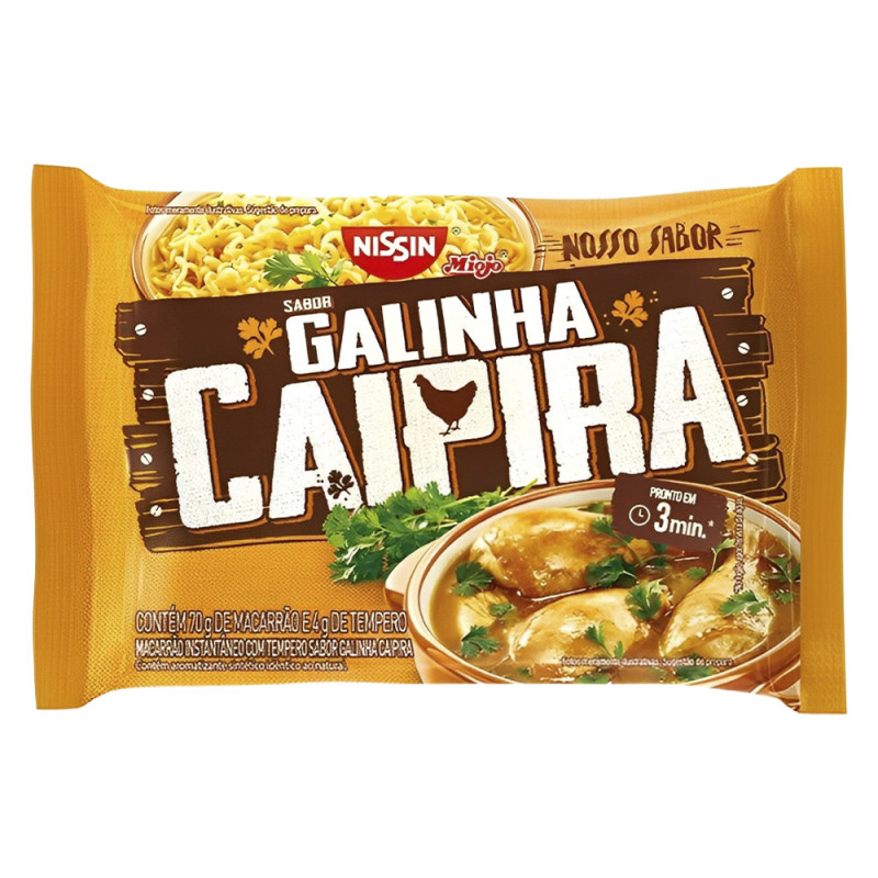 MACARRÃO INSTANTÂNEO NISSIN MIOJO 74GR GALINHA CAIPIRA - CX COM 50 UN