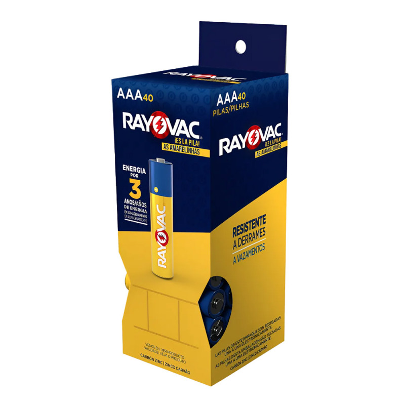 PILHA RAYOVAC PALITO TUBO AAA - DP COM 40 UN