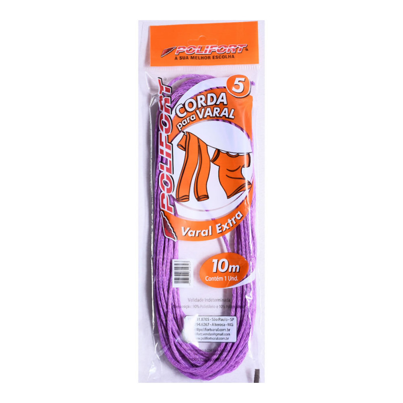 VARAL DE NYLON POLIFORT 10 METROS NÚMERO 05 - EXTRA - PC COM 10 UN