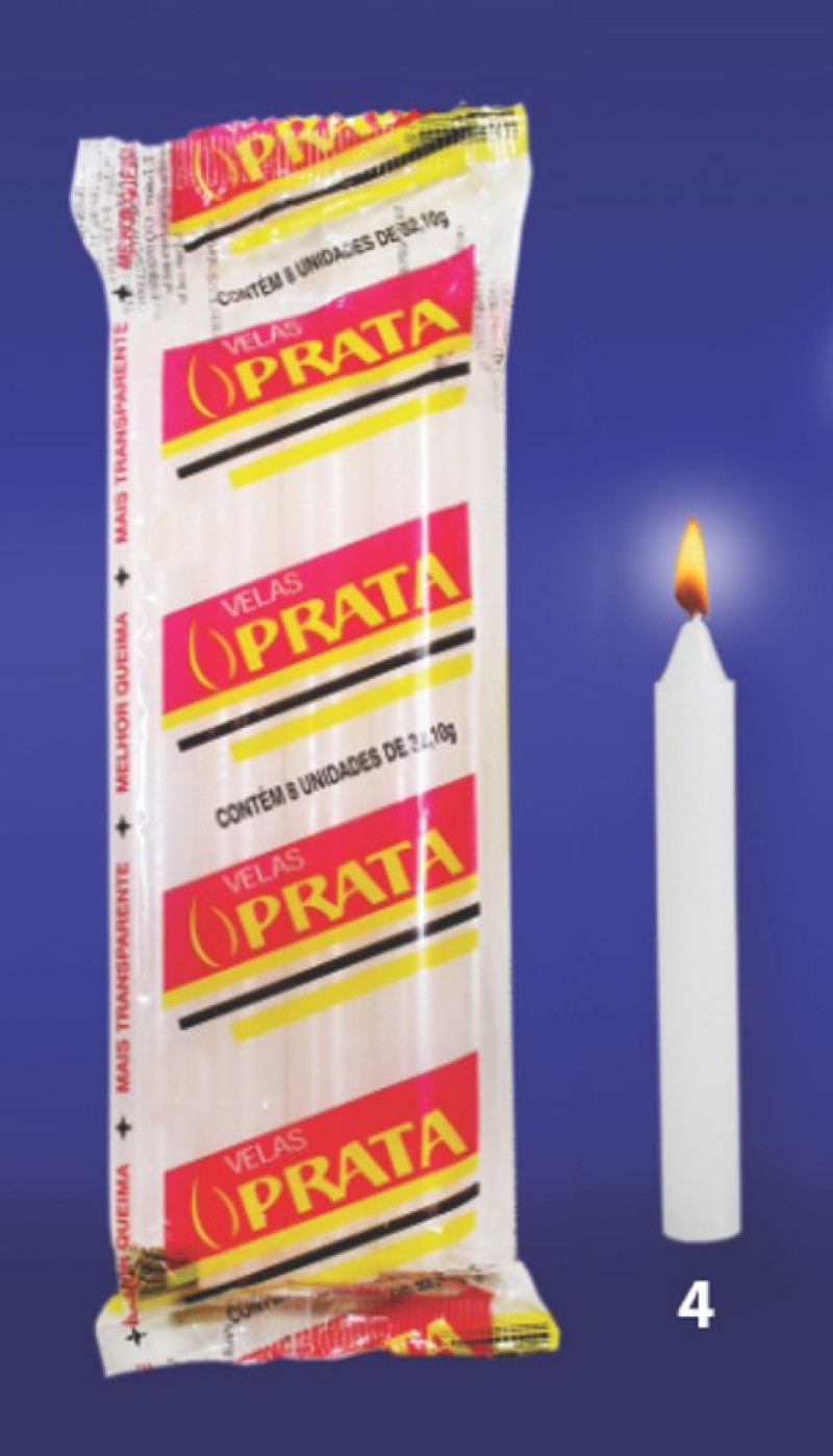 VELA PRATA 14GR COM 08 NÚMERO 04 - CX COM 24 PC