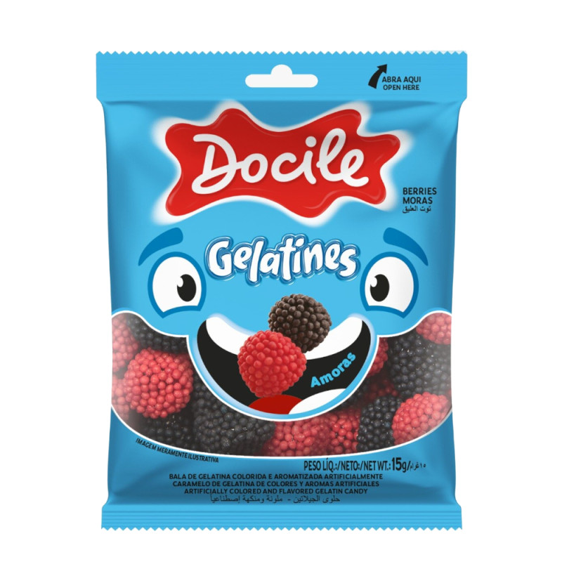 BALA DE GELATINA DOCILE 15GR AMORAS - DP COM 12 UN