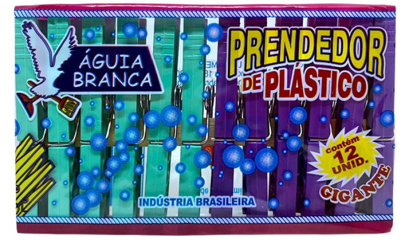 PRENDEDOR AGUIA BRANCA PLASTICO C/12UN - GRANDE FD COM 50 UN