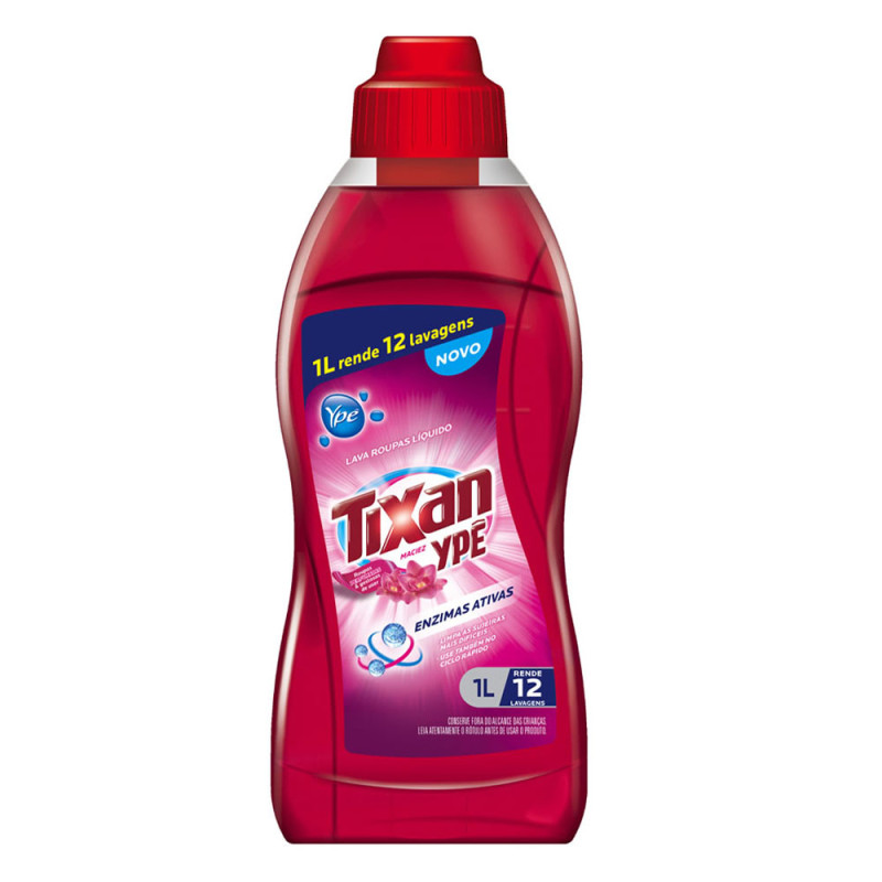 LAVA ROUPAS LÍQUIDO TIXAN YPÊ 1 LITRO MACIEZ - CX COM 12 UN