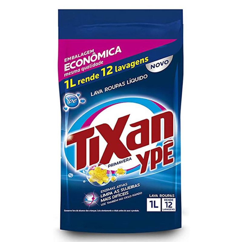 LAVA ROUPAS LÍQUIDO TIXAN YPÊ 1 LITRO PRIMAVERA - CX COM 12 UN