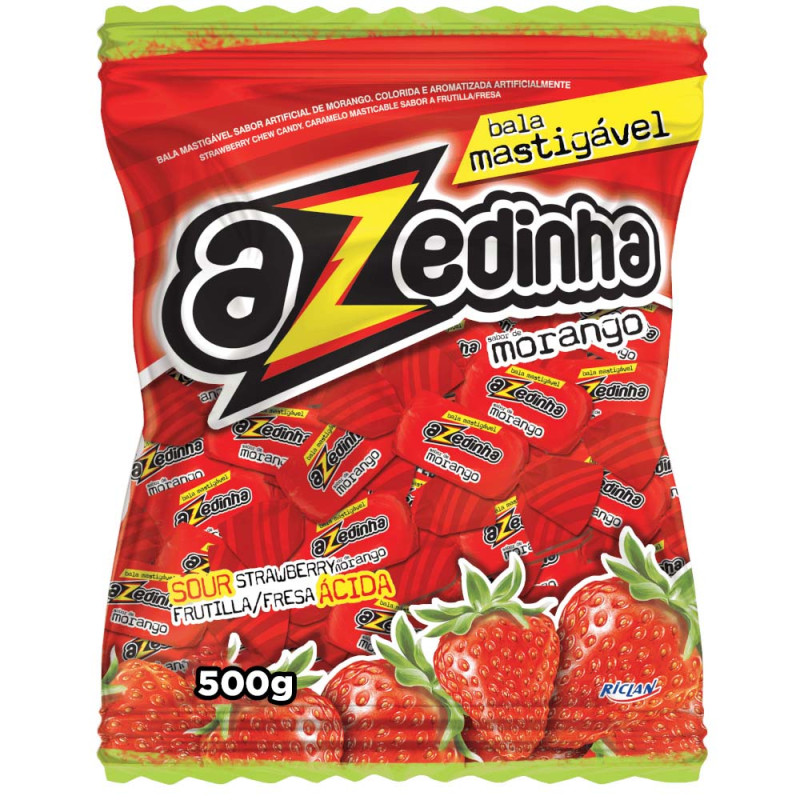 BALA RICLAN FREEGELLS MASTIGÁVEL AZEDINHA 500GR MORANGO - UNIDADE
