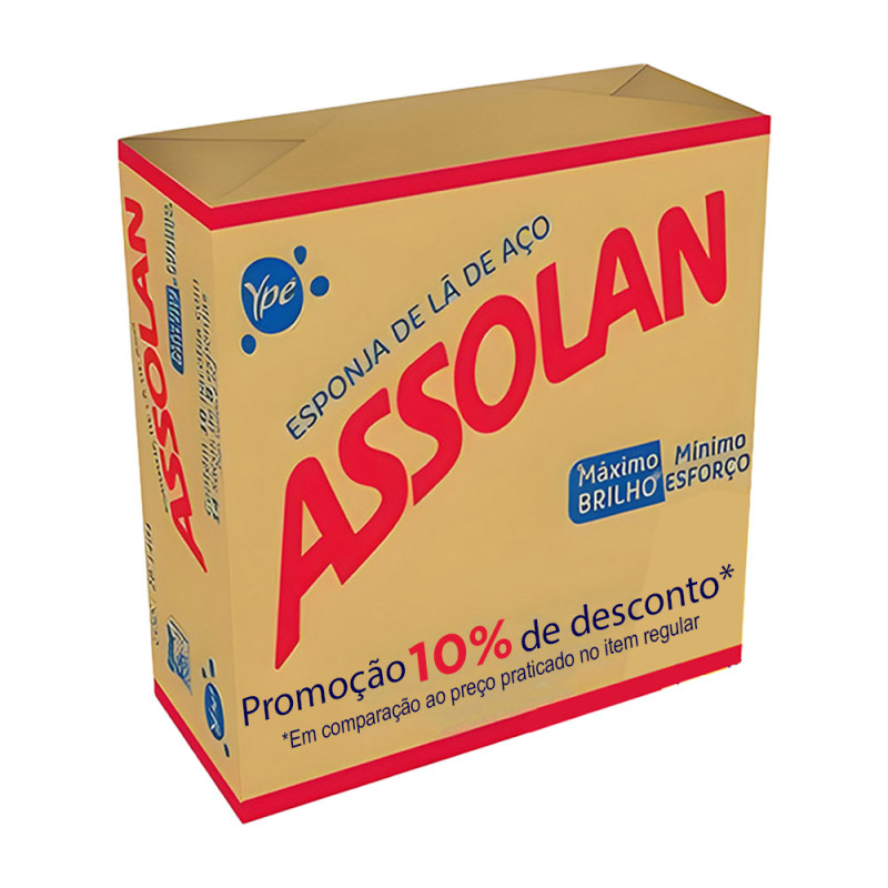 ESPONJA DE LÃ DE AÇO ASSOLAN PROMOCIONAL C/8 UNIDADES 45GR - FD COM 10 PC