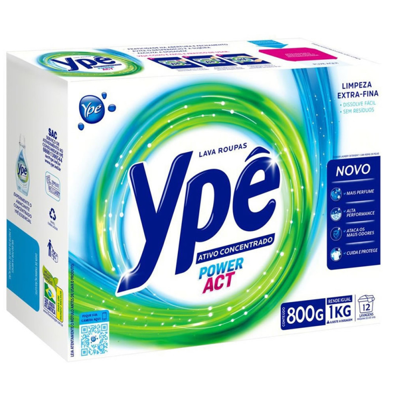 LAVA ROUPAS EM PÓ TIXAN YPÊ 800GR POWER ACT - CX COM 24 UN