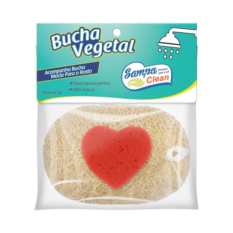 ESPONJA P/ BANHO VEGETAL SAMPA CLEAN - CARTELA COM 12 UN