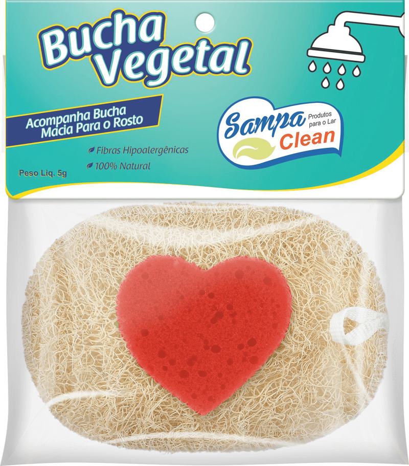 ESPONJA P/ BANHO VEGETAL SAMPA CLEAN - CARTELA COM 12 UN