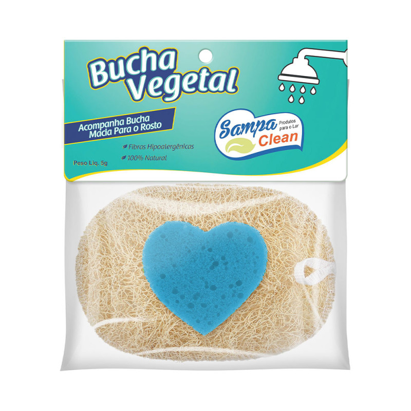 ESPONJA P/ BANHO VEGETAL SAMPA CLEAN - CARTELA COM 12 UN