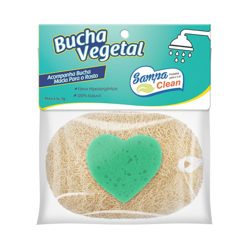 ESPONJA P/ BANHO VEGETAL SAMPA CLEAN - CARTELA COM 12 UN