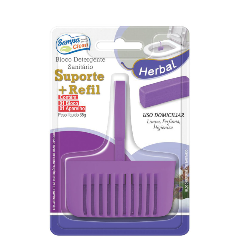 APARELHO PARA BLOCO SANITÁRIO SAMPA CLEAN COM REFIL HERBAL - CX COM 6 UN