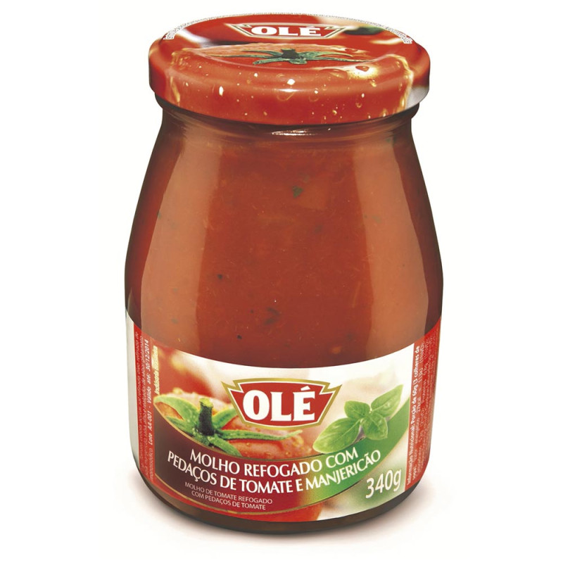 MOLHO DE TOMATE OLÉ VIDRO 340GR MANJERICÃO - CX COM 12 UN
