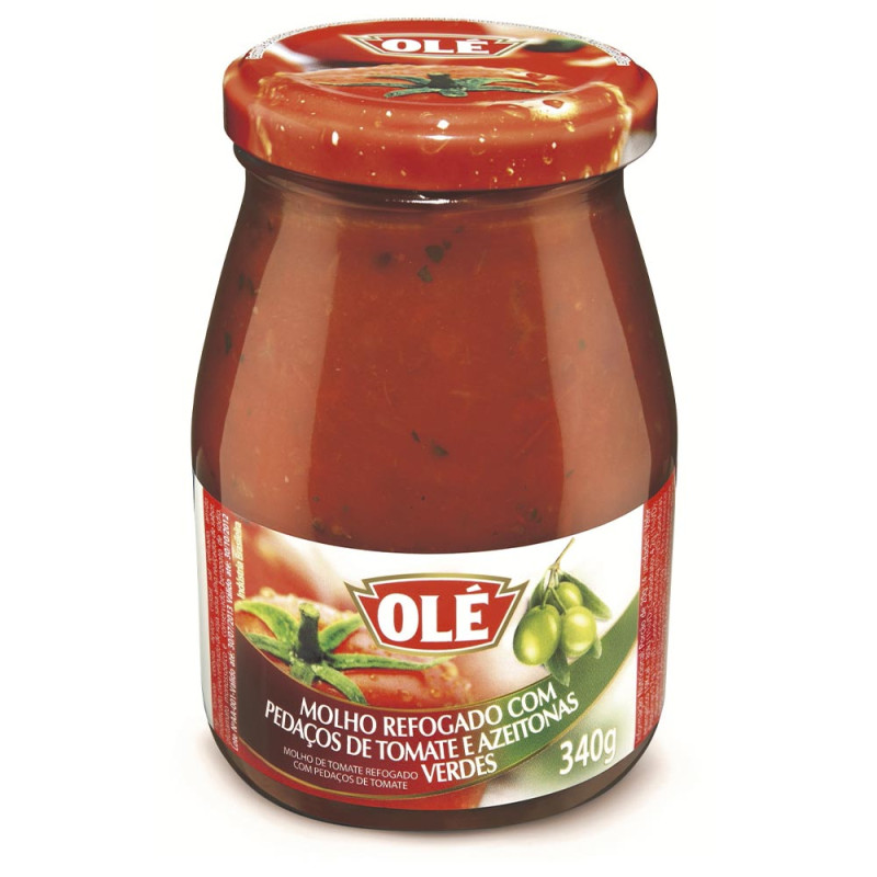 MOLHO DE TOMATE OLÉ VIDRO 340GR AZEITONAS - CX COM 12 UN