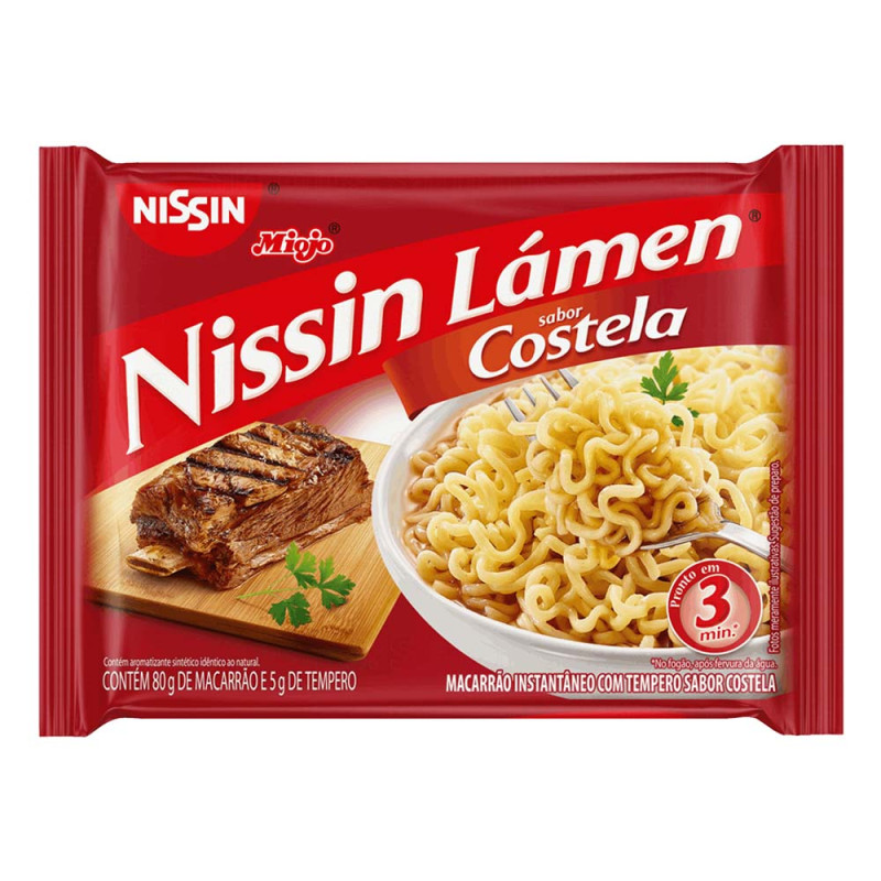 MACARRÃO INSTANTÂNEO NISSIN MIOJO 80GR COSTELA - CX COM 50 UN