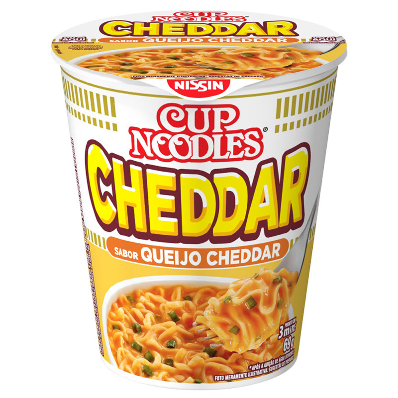 MACARRÃO INSTANTÂNEO NISSIN CUP NOODLES 69GR QUEIJO CHEDDAR - CX COM 24 UN