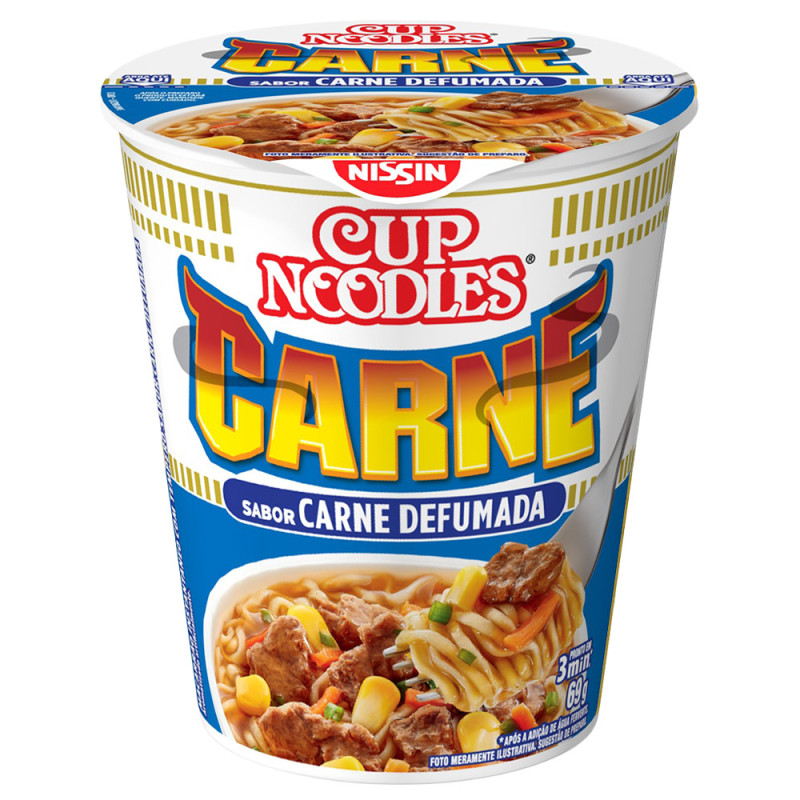 MACARRÃO INSTANTÂNEO NISSIN CUP NOODLES 69GR CARNE DEFUMADA - CX COM 24 UN