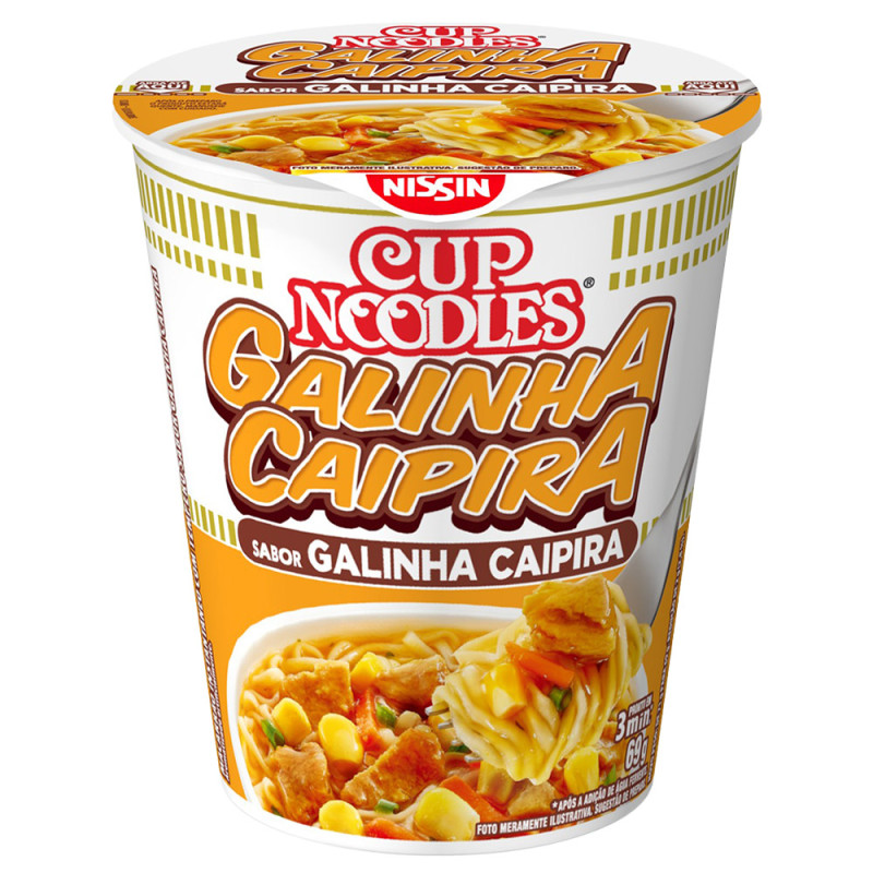 MACARRÃO INSTANTÂNEO NISSIN CUP NOODLES 69GR GALINHA CAIPIRA - CX COM 24 UN