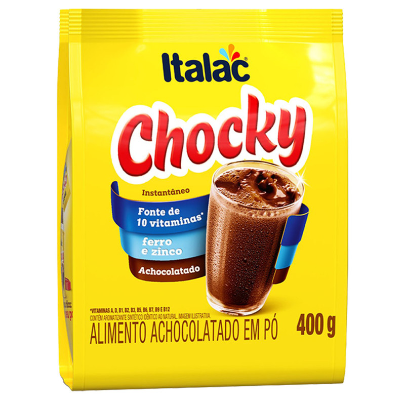ACHOCOLATADO CHOCKY ITALAC 400GR EM PÓ - CX COM 24 UN