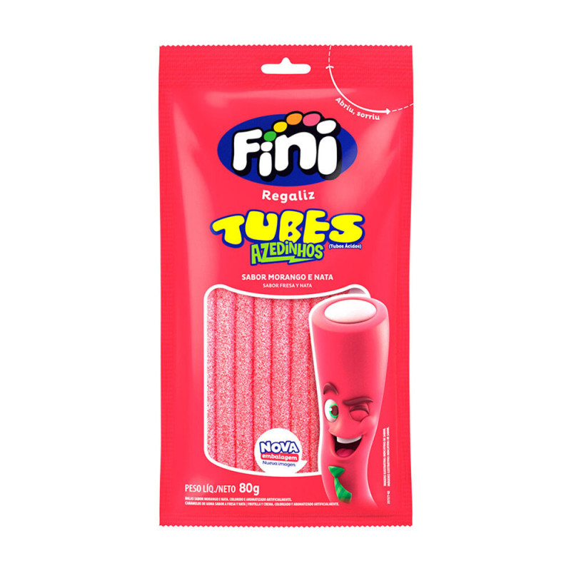 TUBES FINI 80GR MORANGO CÍTRICO - CX COM 12 UN