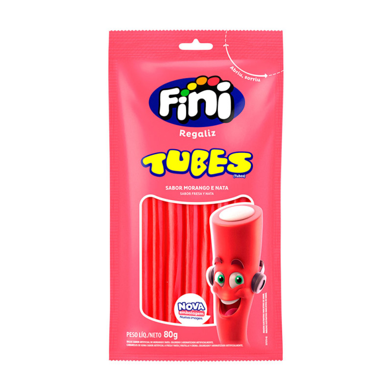 TUBES FINI 80GR MORANGO - CX COM 12 UN