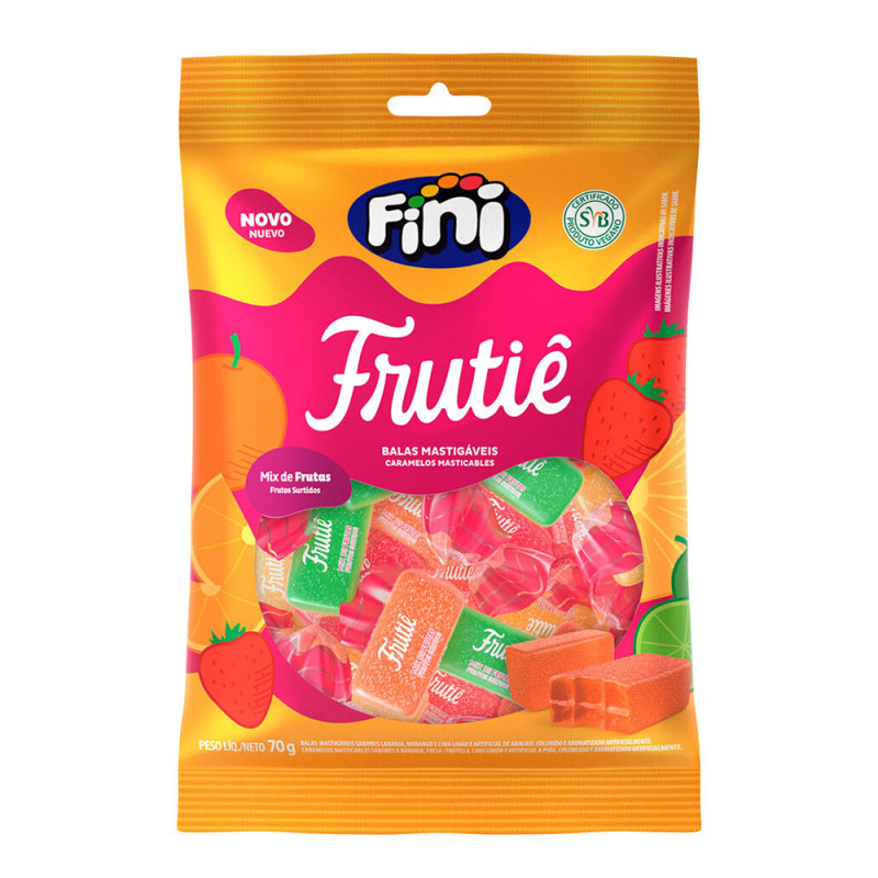 BALA MASTIGÁVEL FINI FRUTIÊ MIX 70GR MIX DE FRUTAS - CX COM 12 UN