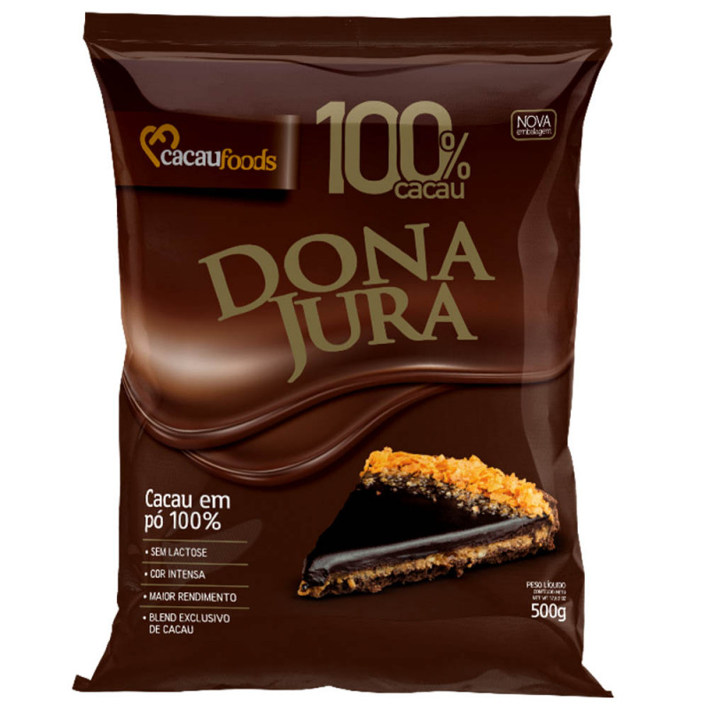 CHOCOLATE EM PÓ SOLÚVEL DONA JURA 500GR CACAU 100% - CX COM 12 UN