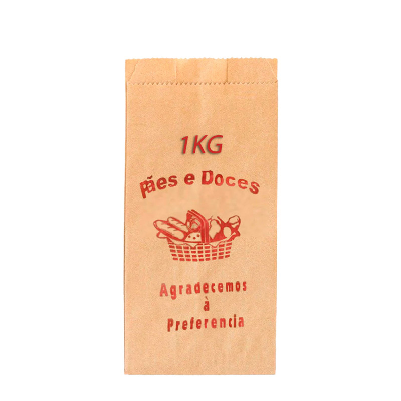 SACO DE PAPEL NATURAL PIN 1 KG (2 PÃES) - PC COM 500 UN